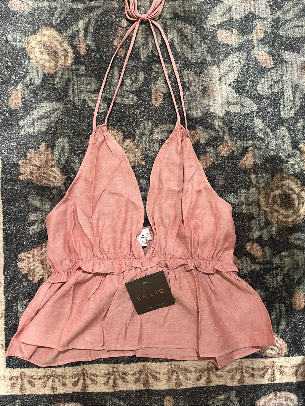 Le Lis Dusty Rose Halter Peplum Camisole